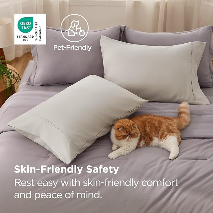 Bedsure King Size Pillow Cases Set of 2 - Brushed Microfiber Pillowcases 2 Pack, Super Soft Pillow Case Cover with Envelope Closure, Wrinkle, Fade and Stain Resistant, Linen, 20x36 Inches