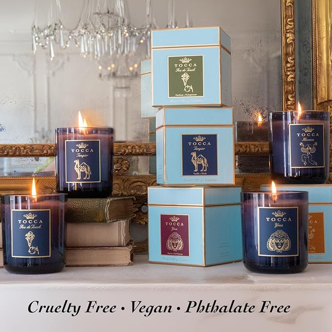 TOCCA Tangier 10oz Candle - Vanilla & Tabak Scented, Hand Poured Soy-Wax Blend with 100% Cotton Wick, 60 Hour Burn Time