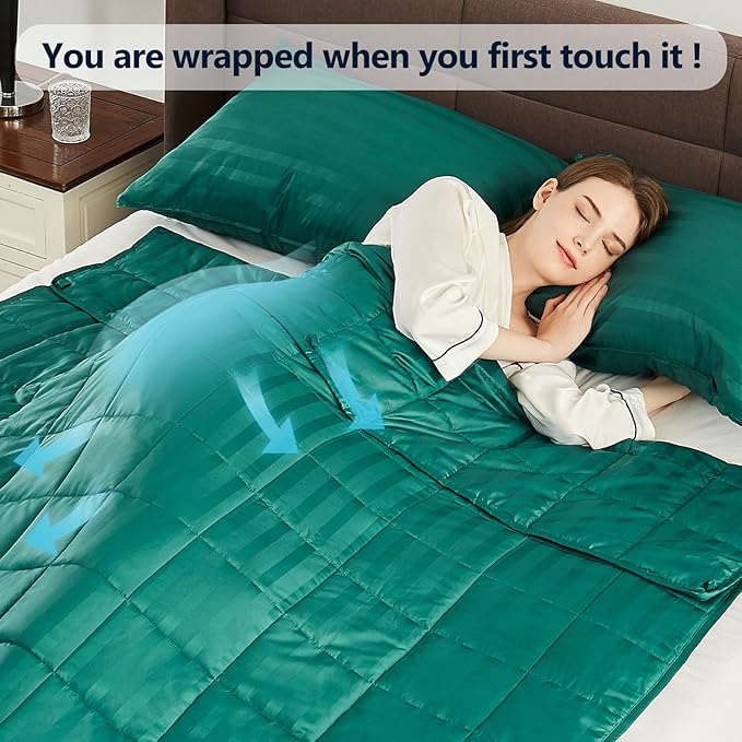 Weighted Blanket Twin Size (48"x72" 10lbs),Ultra Soft and Cozy Cooling Weighted Blanket for Adult,Heavy Blanket with Machine Washable Soft Blanket, Green