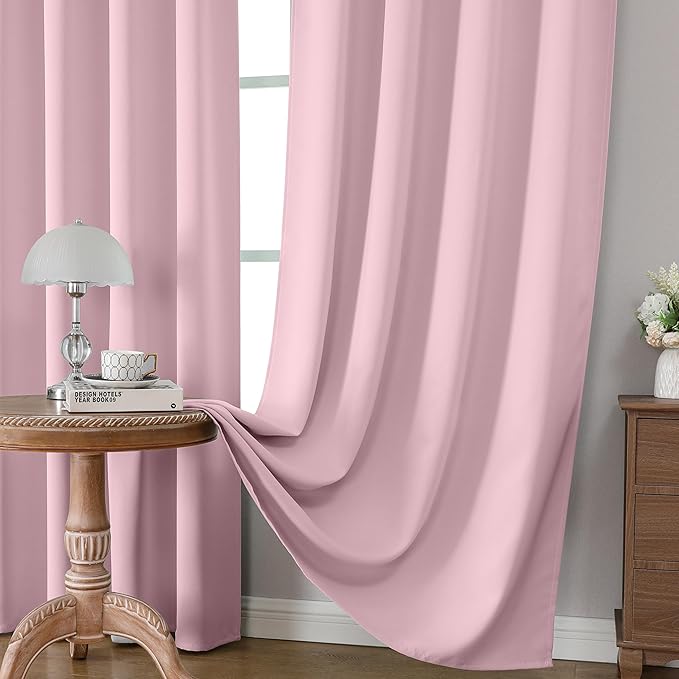 CUCRAF Light Pink Blackout Curtains Customize, Rod Pocket Room Darkening Curtain for Bedroom Living Room, Thermal Insulated Window Drapes 1 Panel (Custom Size, Color)