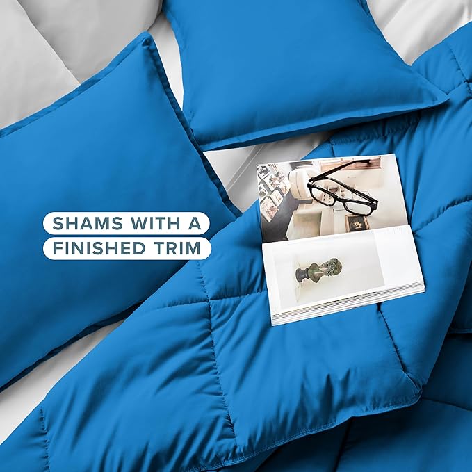 Bare Home Comforter Set - Queen Size - Ultra-Soft - Goose Down Alternative - Premium 1800 Series - All Season Warmth (Queen, Medium Blue)