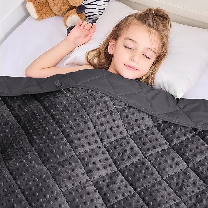 yescool Weighted Blanket 3 lb Small Weighted Lap Blanket for Boys and Girls, Cooling Weighted Throw Blankets Minky Heavy Blankets, for 20-45lbs, 36 * 48in