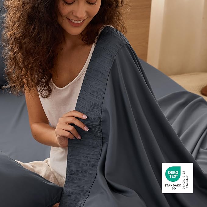 Bedsure Twin Sheets Set - 3 Pieces Soft Twin Bed Sheets - Breathable & Cooling - Hotel Luxury - Easy Care Polyester Microfiber Bedding for Women, Men, Dark Grey