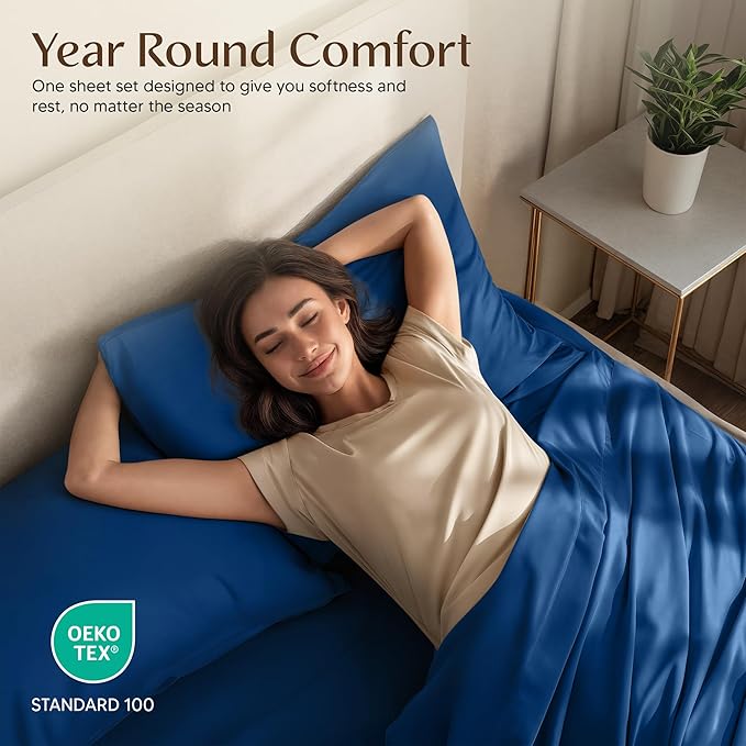 Utopia Bedding Queen Sheet Set – 4 Piece Bed Sheets for Queen Size Bed, Soft and Breathable Microfiber, Includes 1 Fitted Sheet, 1 Flat Sheet and 2 Pillowcases (Dusk Blue)