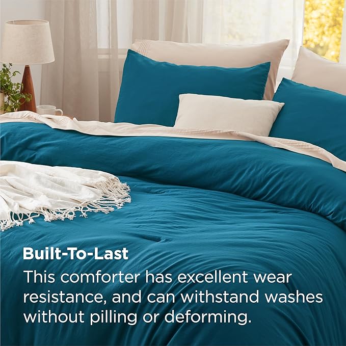 Bedsure King Size Comforter Set, Teal Soft Prewashed Bedding for All Seasons, 3 Pieces GentleSoft™ Warm Down Alternative Bed Set, 1 Lightweight Comforter (104"x90") and 2 Pillowcases (20"x36")