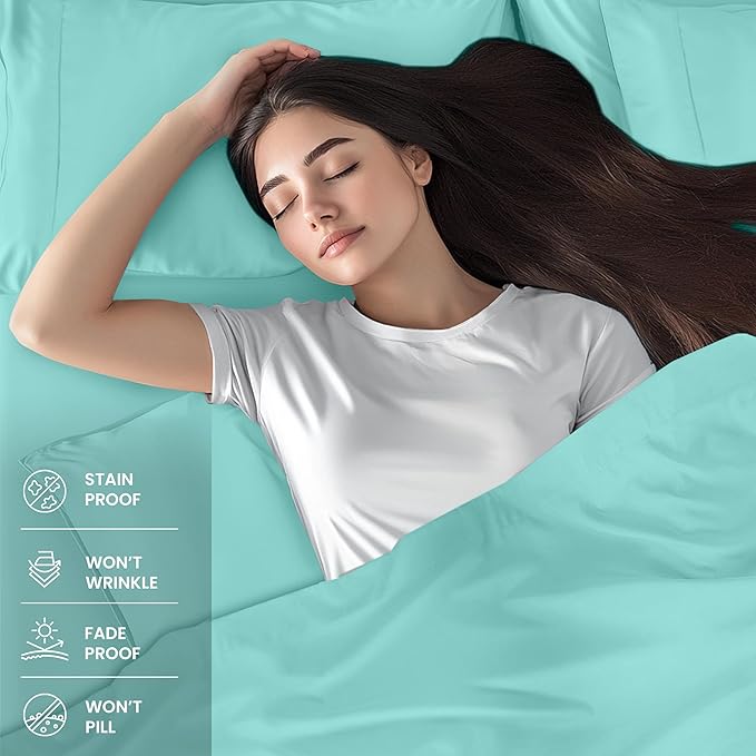 Utopia Bedding Twin Bed Sheets Set - 3 Piece Bedding - Brushed Microfiber - Shrinkage and Fade Resistant - Easy Care (Twin, Spa Blue)
