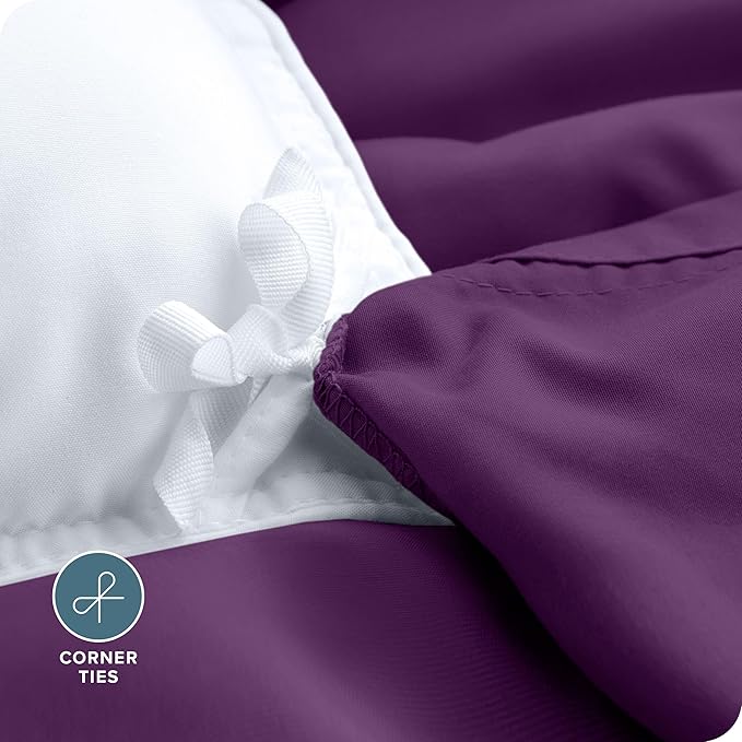 Bare Home Bedding Duvet Cover Queen Size - Premium 1800 Super Soft Collection - Lightweight, Cooling Duvet Cover - Soft Breathable Bedding (Queen, Plum)