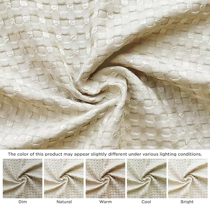MIYE Pleated Waffle Weave Bed Skirt, Tailored Dust Ruffle 16 Inch Drop Easy Fit, Machine Washable,No Split Corners (Light Beige, Queen - 16" Drop)