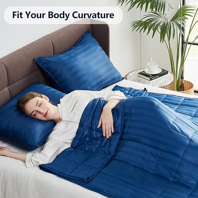 Weighted Blanket Queen Size (60"x80" 20lbs),Ultra Soft and Cozy Cooling Weighted Blanket Queen Size for Adult,Heavy Blanket with Machine Washable Soft Blanket, Navy Blue