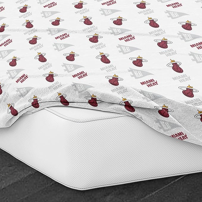Northwest Officially Licensed Miami Heat NBA Full Size Sheet Set – Soft Team Logo Bedding for Dorms, Bedrooms, Fan Caves & Game Day Style