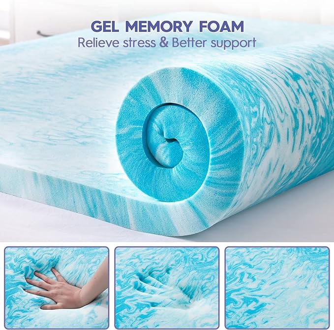 ABENE 3 Inch Dual Layer Memory Foam Mattress Topper Twin, 2 Inch Memory Foam Plus 1 Inch Down Alternative Pillowtop Mattress Pad, with Bedside Pocket, Support for Back Pain (Twin, Black)