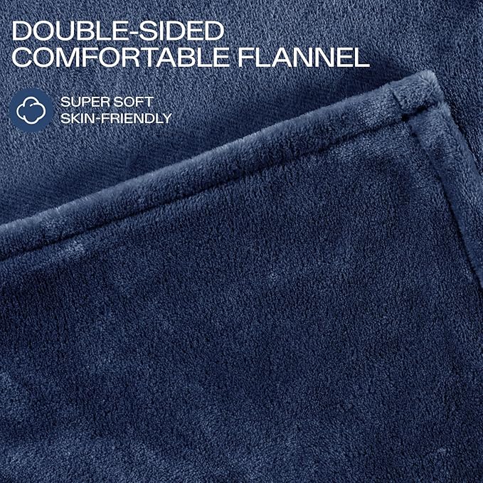 Electric Blanket Full Size 72"x84", Heated Blanket with 8 Heat Settings & 10 Hours Auto-Off, Navy Blue Double-sided Flannel Blanket, Heating Blanket for Bed, Full Body, Machine Washable, ETL Certified