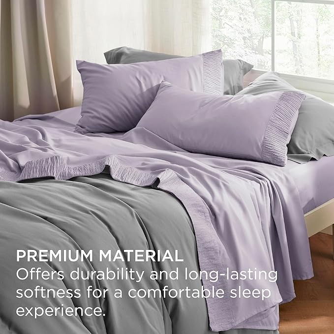 Bedsure Twin Sheets Set - 3 Pieces Soft Twin Bed Sheets - Breathable & Cooling - Hotel Luxury - Easy Care Polyester Microfiber Bedding for Women, Men, Lavender
