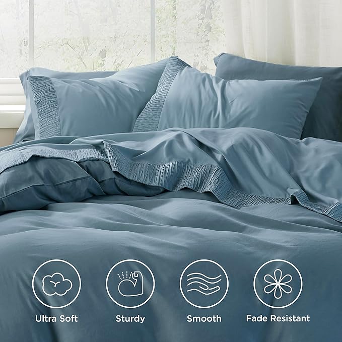 Bedsure Twin Sheets Set - 3 Pieces Soft Twin Bed Sheets - Breathable & Cooling - Hotel Luxury - Easy Care Polyester Microfiber Bedding for Women, Men, Mineral Blue
