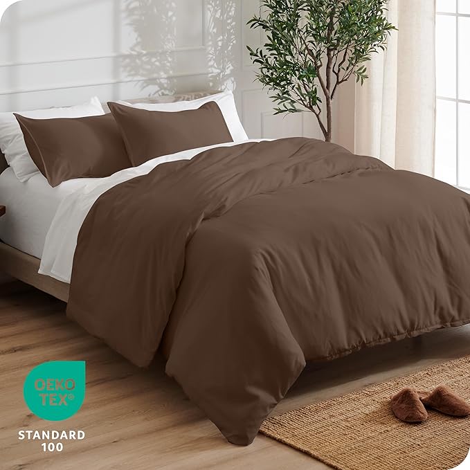 Bare Home Bedding Duvet Cover California King Size - Premium 1800 Super Soft Collection - Lightweight, Cooling - Soft Breathable Bedding Duvet Cover (Cal King, Cocoa)