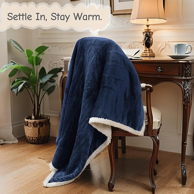 Electric Heated Blanket Full Size 72"x84", Soft Flannel with Overheat Protection, 6 Adjustable Heat Settings & 10-Hour Auto-Off Timer, Fast Heating for Winter Comfort, Navy Blue