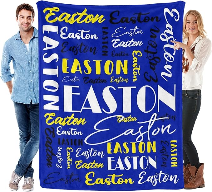 Name Blanket Personalized Blanket for Adult Kids Flannel Customize Throw Blanket Custom (Color 21, 50 x 60 Inches)