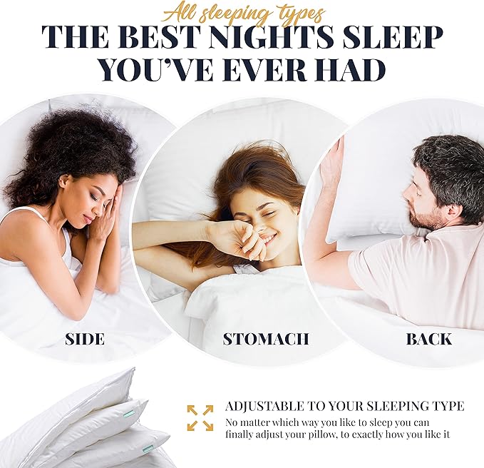 EverSnug Adjustable Pillows for Sleeping, Cooling Support, Set of 2 (King, Down Alternative)