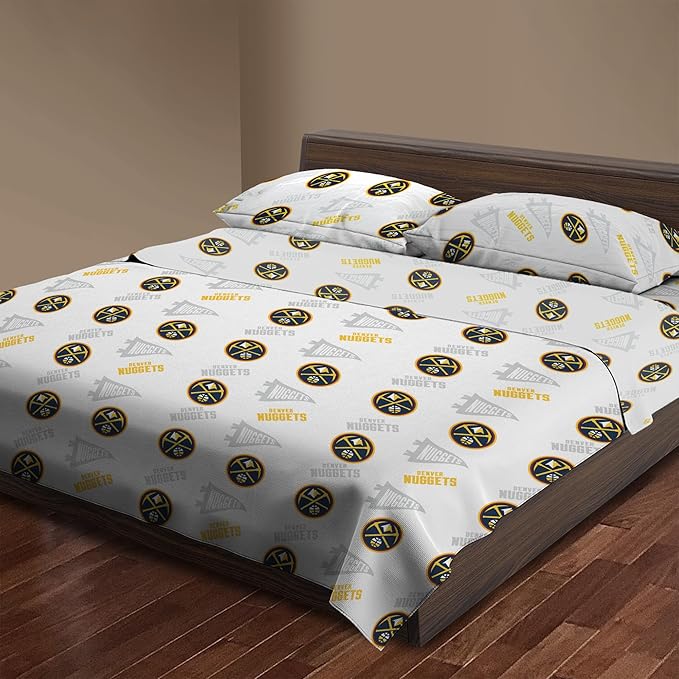 Northwest Officially Licensed Denver Nuggets NBA Full Size Sheet Set – Soft Team Logo Bedding for Dorms, Bedrooms, Fan Caves & Game Day Style
