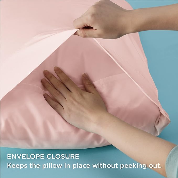 Bedsure King Size Pillow Cases Set of 2, Cooling Pillow Cases King, Rayon Derived from Bamboo Pink Pillowcases, Breathable & Silky Soft Cool Bedding Pillow Covers with Envelope Closure, 20x36 Inches