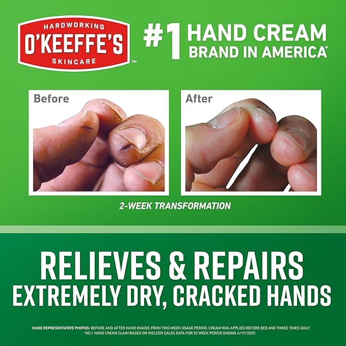 O'Keeffe's Working Hands Hand Cream for Extreme Dryness - 6.8 oz Value Size Jar (2 Pack) - Repairing Skincare for Cracked, Dry Hands