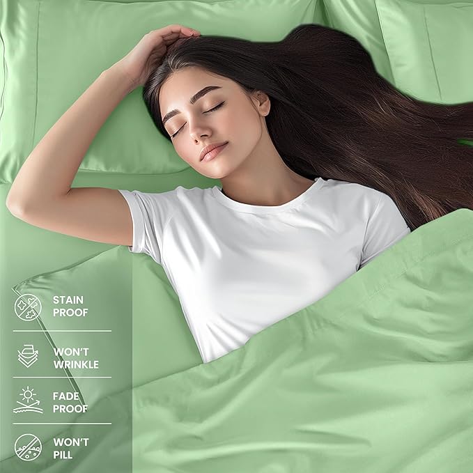 Utopia Bedding Twin XL Sheet Set – 3 Piece Bed Sheets for Twin XL Size Bed, Soft and Breathable Microfiber, Includes 1 Fitted Sheet, 1 Flat Sheet and 1 Pillowcase (Sage)