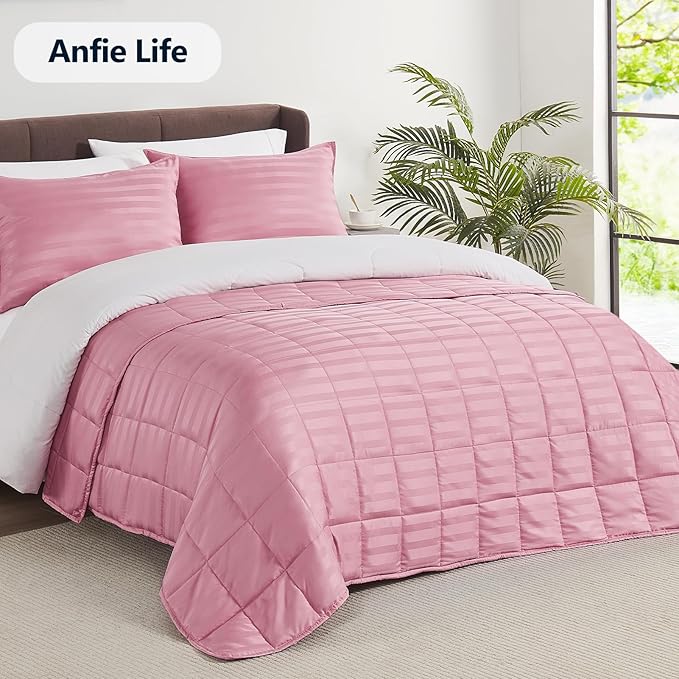 Weighted Blanket Queen Size (60"x80" 12lbs),Ultra Soft and Cozy Cooling Weighted Blanket Queen Size for Adult,Heavy Blanket with Machine Washable Soft Blanket, Pink