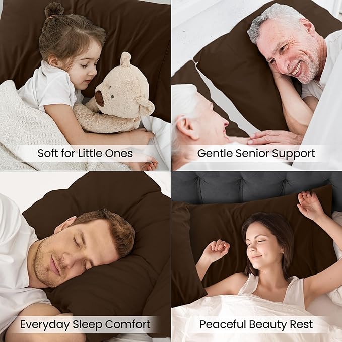 Pillow Covers by Utopia Bedding - King Size 2-Pack – Soft Brushed Microfiber – Perfect for Hospitals, Hotels, Guest Rooms – Oeko-TEX Certified, 20x40 Inches (Brown)
