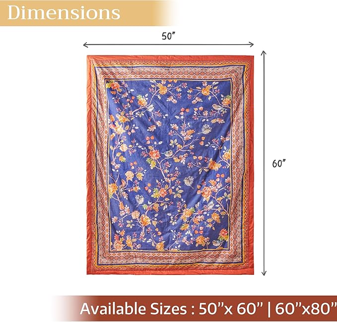 Maison d' Hermine Throw Blanket for Couch Lightweight Soft Warm Breathable Cotton Throw Blankets for Bed Girls Boys Women Men Gifts Sofa Travel Living Room Chair Bedding (60"x80", Kelim)