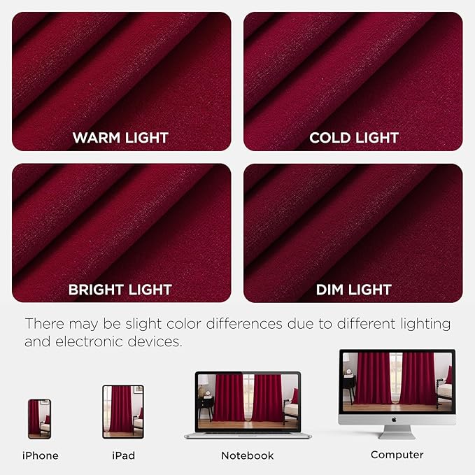 Joydeco Red 100% Blackout Curtains 96 Inch 2 Panels, Luxury Thermal Red Velvet Curtains for Bedroom Living Room, Soundproof Blackout Window Drapes, Rod Pocket & Back Tab (52W x 96L)