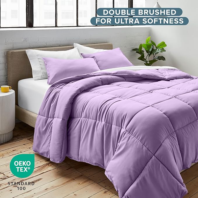 Bare Home Comforter Set - Queen Size - Ultra-Soft - Goose Down Alternative - Premium 1800 Series - All Season Warmth (Queen, Lavender)