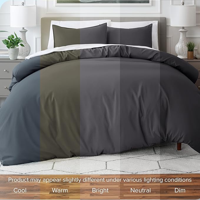 Bare Home Bedding Duvet Cover Oversized Queen - Premium 1800 Super Soft Collection - Lightweight, Cooling - Soft Breathable Bedding Duvet Cover (Oversized Queen, Forged Iron Grey)
