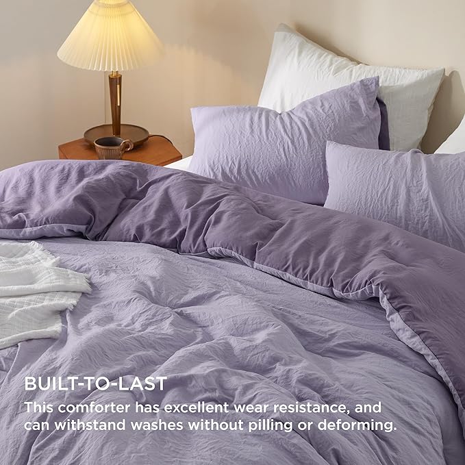 Bedsure King Size Comforter Set, Reversible Purple Soft Prewashed Bedding for All Seasons, 3 Pieces Warm Down Alternative Bed Set, 1 Lightweight Comforter (104"x90") and 2 Pillowcases (20"x36")