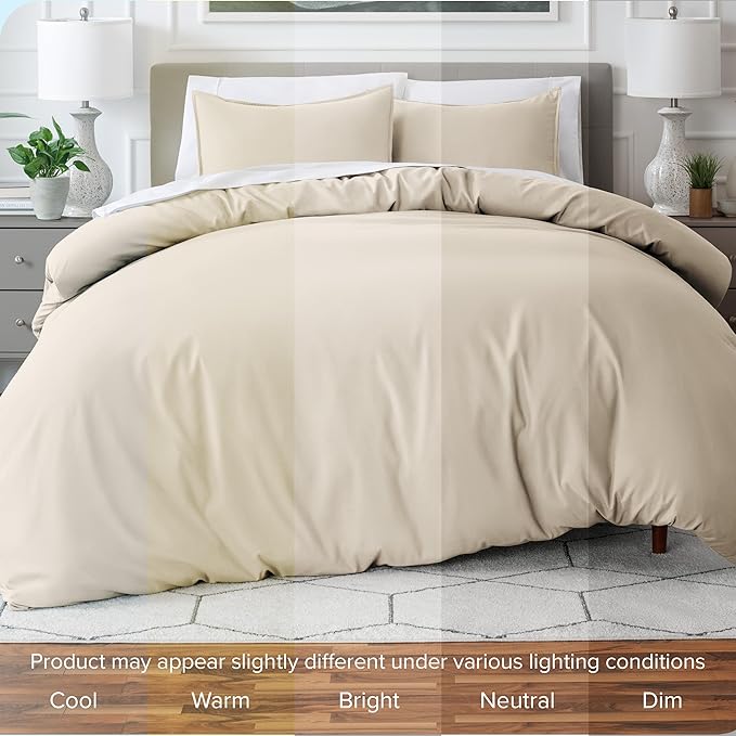 Bare Home Bedding Duvet Cover Extra Long - Premium 1800 Super Soft Collection - Lightweight, Cooling Duvet Cover - Soft Breathable Bedding (Twin/Twin XL, Sand)