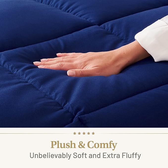Lavish Comforts® Luxury Dark Blue Comforter | Navy Blue Duvet | Premium Bedding | Down Alternative Duvet Insert | Machine Washable Comforter | King 104" x 86"