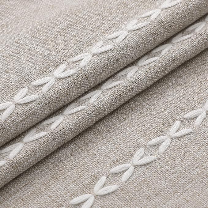 MitoVilla Boho Extra Long Shower Curtain 72 x 84, Tan 84 inch XL Polyester Linen Tassel Fabric Shower Curtain Set with Hooks for Vintage Country Farmhouse Bathroom Decor, Thick & Wrinkle Resistant