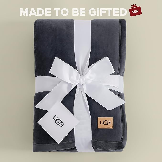 UGG Bliss Throw Blanket Plush Soft Fleece Fluffy Blankets for Bed or Couch Oversized Warm Reversible Machine Washable Medium Weight Home Decor Giftable Throw, 50-inch x 70-inch, Imperial Blue