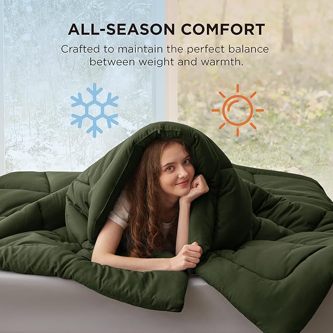 Bedsure Comforter Duvet Insert - Quilted Comforters Oversized King, All Season Duvet, GentleSoft Down Alternative Bedding, with 8 Tabs, Gifts for Women/Men, Olive Green, Oversized King 116 x 98 Inches
