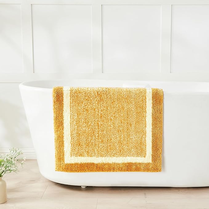 CozeCube Bath mats for Bathroom Non Slip, Fluffy Absorbent Microfiber Bath mat Washable, Aesthetic Bathroom Rugs, Cute Harvest Gold Bath mat, Harvest Gold, 32" x 20"
