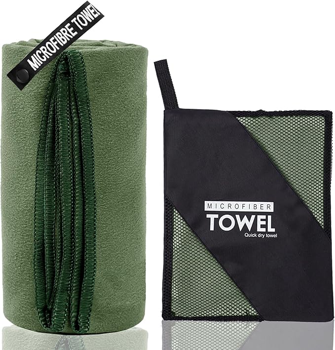 Microfiber Travel Towel, Soft Lightweight Quick Dry Towel, Super Absorbent Compact Travel & Sports & Beach Towels for Camping, Backpack, Gym, Swimming, Yoga, Hiking (M:20"×40" -ArmyGreen)