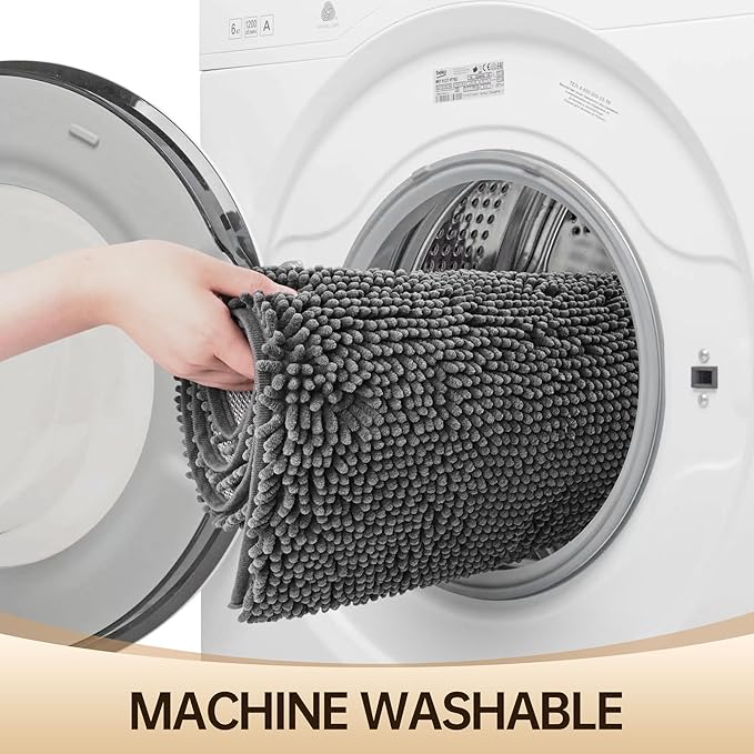 Amyracel Bathroom Rug Mat 24x48, Thick Soft Quick Dry Absorbent Chenille Bath Rug, Rubber Back Non Slip Machine Washable Bath Mat for Bathroom Shower Tub Floor