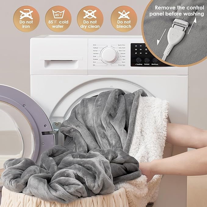 EHEYCIGA Heated Electric Blanket Full Size - 9 Heating Levels, 10 Hours Auto Off, Soft Cozy Sherpa Washable With Fast Heating, 72 x 84 Inches