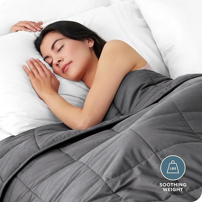 Bare Home Weighted Blanket Queen Size 17lbs (60" x 80") for Adults - All-Natural 100% Cotton - Premium Heavy Blanket Nontoxic Glass Beads (Grey, 60"x80")