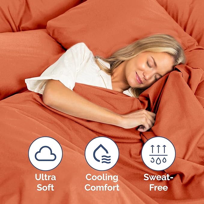 Twin Size 3 Piece Sheet Set - Extra Soft, Breathable & Cooling - Hotel Luxury Durable Bed Sheets for Women & Men - Deep Pockets, Easy-Fit & Wrinkle-Free - Harvest Pumpkin Oeko-Tex