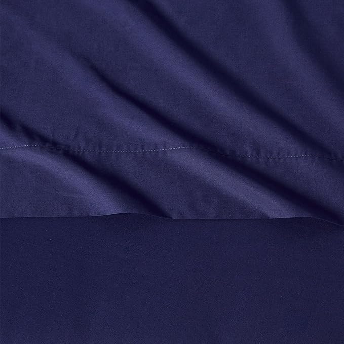 Amazon Basics Soft Organic Cotton Sheet Set with 1-Piece Pillowcase, Navy Blue, Twin