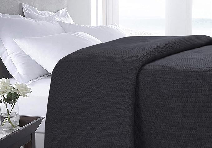 DOLLCENT 100% Cotton Queen Size Blanket for Bed, Premium Soft Combed Lightweight Blankets, Washed Breathable Cozy Bed Throw Blanket, Grey Queen Cotton Blankets for All Season: Grey (90"x90")