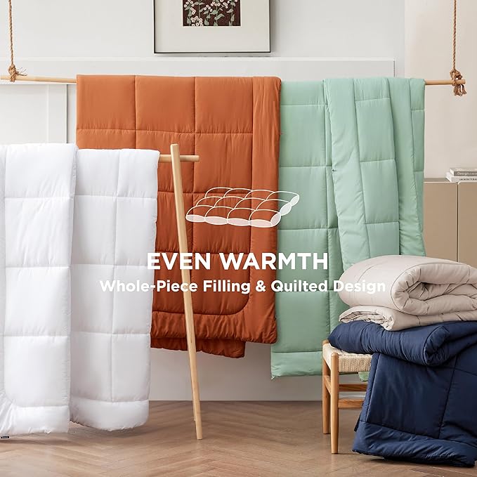 Bedsure Comforter Duvet Insert - Quilted Comforters Full Size, All Season Duvet, GentleSoft Down Alternative Bedding, with 8 Tabs, Gifts for Women/Men, Olive Green, Full 86 x 82 Inches