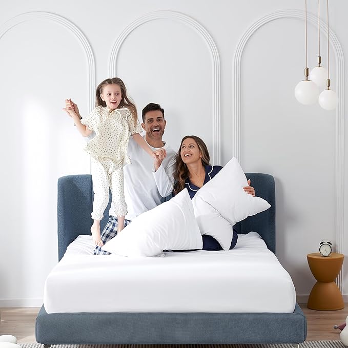 CASUAL LIVING King Sheets 4 Piece Set with 2 Pillowcases, Soft Microfiber Hypoallergenic Washable Deep Pocket Lightweight Bedding Elasticized, King Sheet Sets, White
