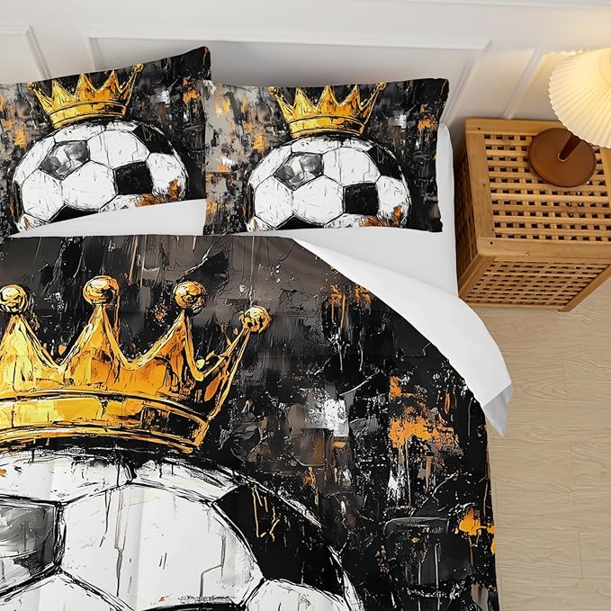 Soccer Ball Comforter Set Queen for Boy，Sport Theme Queen Bedding Sets for Boys，Soccer Themed Bedroom Decor for Boys with 1 Comforter with 2 Pillow Case