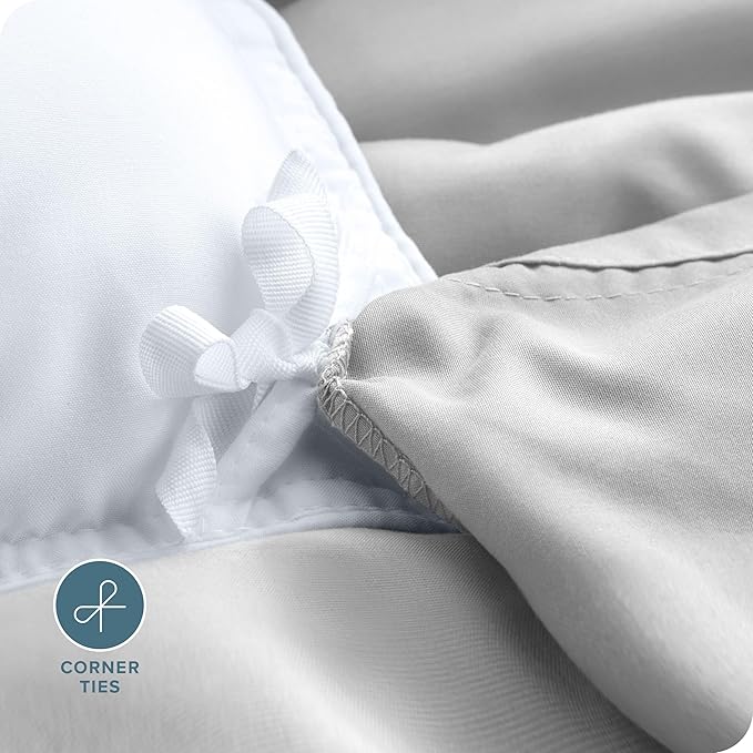 Bare Home Bedding Duvet Cover Oversized Queen - Premium 1800 Super Soft Collection - Lightweight, Cooling - Soft Breathable Bedding Duvet Cover (Oversized Queen, Cloud Grey)